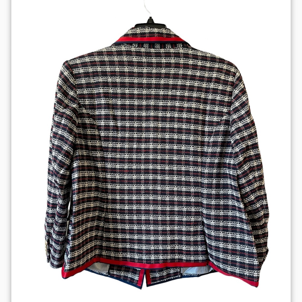 Court & Rowe Satin Trim Plaid Tweed Blazer (Plus Size) - NEW - Picture 6 of 10